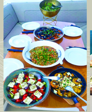 Greek dishes served on board
