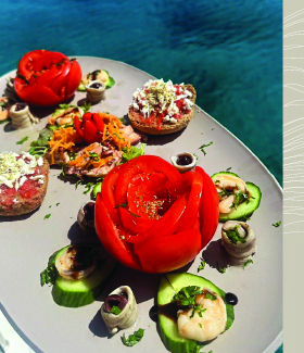 Greek dishes served on board