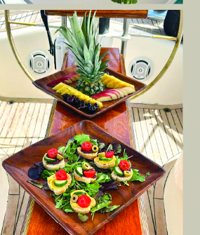 Greek dishes served on board
